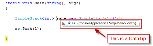 DataTip in Visual Studio 2008