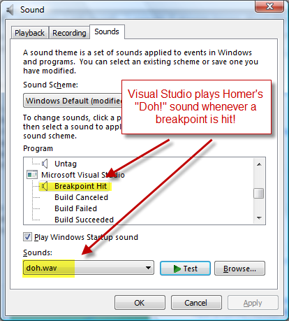 Windows Sound dialog
