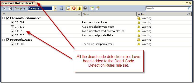 Rule set editor with added rules