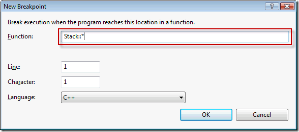 New Breakpoint dialog