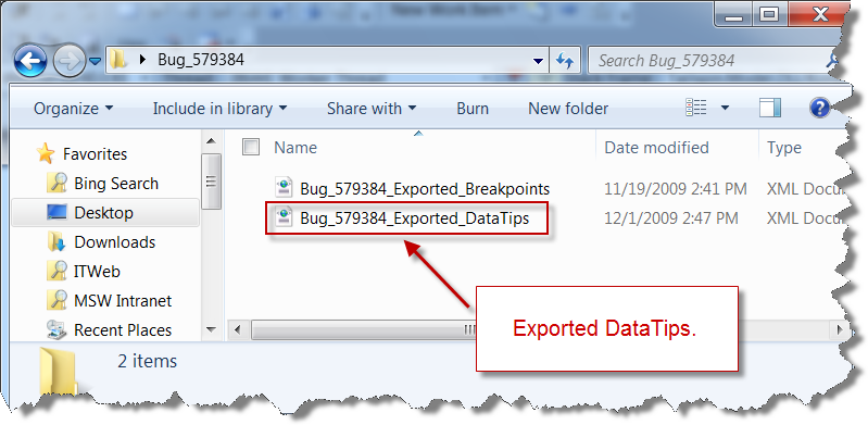 Exported DataTips