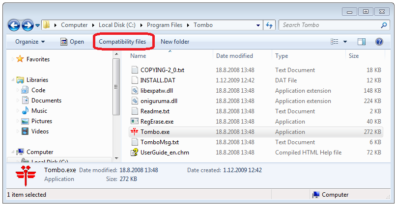 Tombo folder - Compatibility files