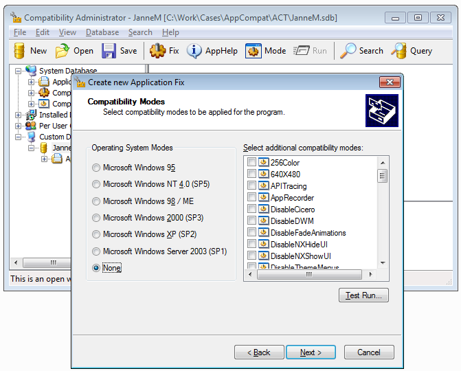 Compatibility Administrator for Tombo Install.exe (part 2)