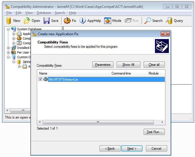 Compatibility Administrator for Tombo Install.exe (part 3)