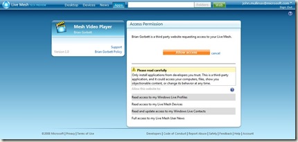 Mesh Video Player Allow Access Screen