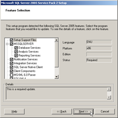SQL Server Service Pack 2 Setup
