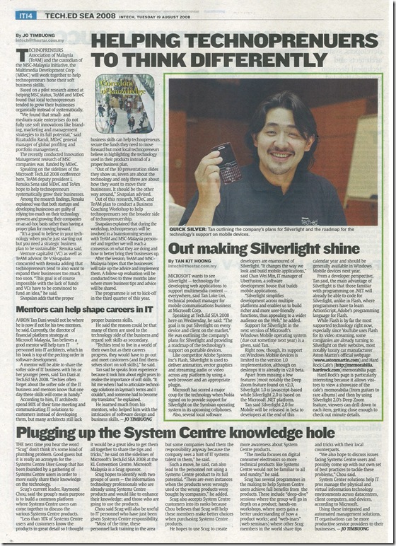 The Star, InTech - Aug 19 - Out making Silverlight shine