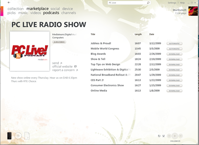 PC Live! Radio Show on Zune Marketplace