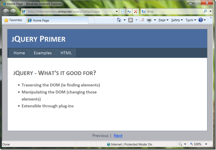 jQuery Primer Home Page