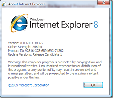 IE8 about