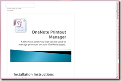 OneNote page after running OneNote Printout Manager