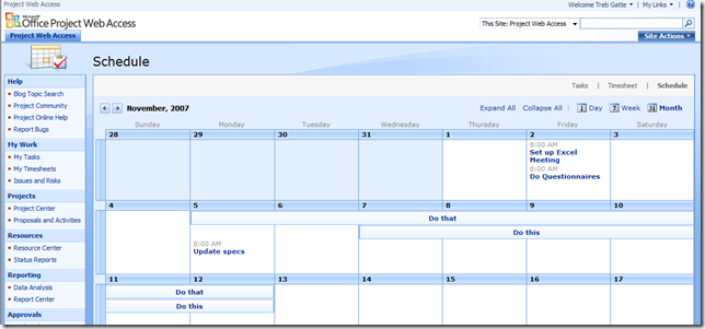 My Schedule View
