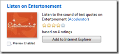 install the Listen on Entertonement accelerator for IE8