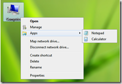 cascading menu in Windows 7