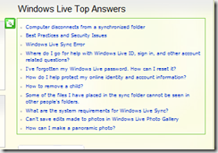 Windows Live top answers web slice