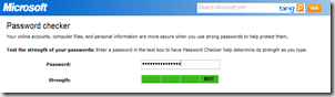 Microsoft Password Strength checker tool