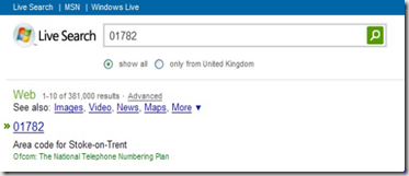 Live search phone area codes ofcom