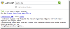 define life with windows live search