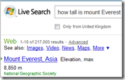 fact questions in windows live search