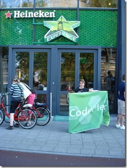 Outside the Heineken Brewery with CodePlex flag