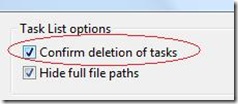 Confirm deletion of tasks tools option