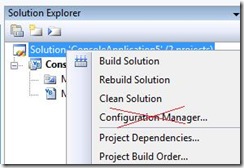Configuration Manager disappears from project node context menu