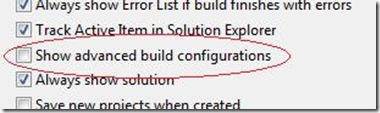 Show Advanced Build Configurations