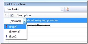 Task List User Task Priority Drop Down