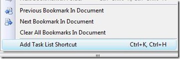 Add task list shortcut menu item
