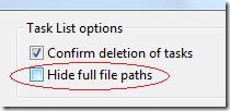 Task List Hide Full File Paths option