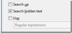 Search hidden text in Quick Find