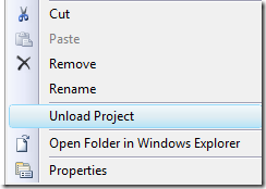 Upload Project in Solution Explorer context menu