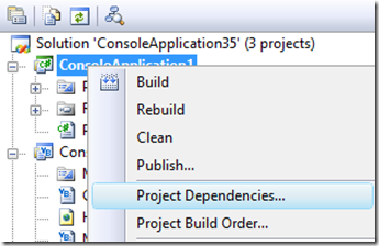 Project Dependencies context menu command