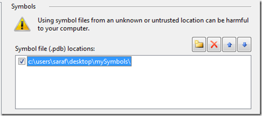 Add symbol file locations