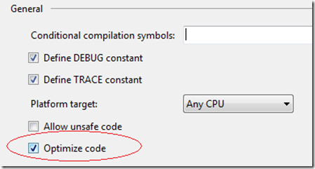 Optimize code option for C#