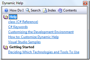 Dynamic Help showing class keyword help topics