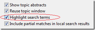 Highlight search terms option
