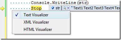 Text Visualizer on DataTip drop down menu