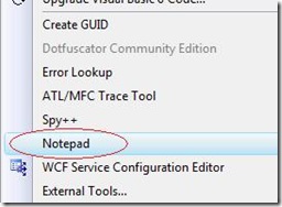 Notepad added to Tools menu