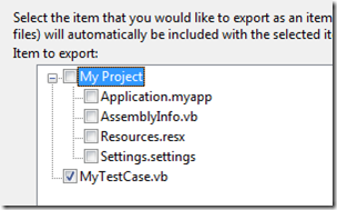 Select item to create as template checbox treeview