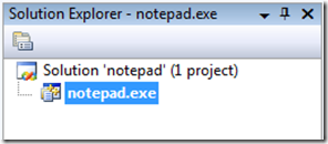 notepad in solution explorer as a project