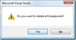 do you want to delete all breakpoints prompt