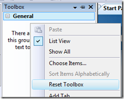 Toolbox context menu