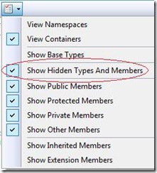 Object Browser Show Hidden Types and Members