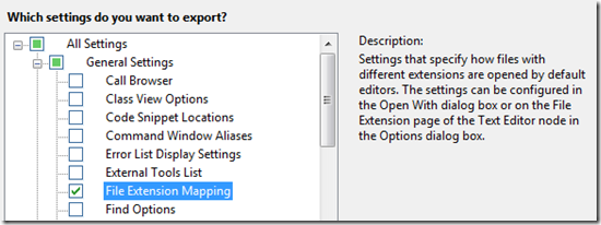 File Extension Mapping Settings