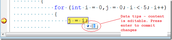Data Tip for the variable 'i'