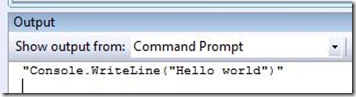 Command Prompt Output in Output Window
