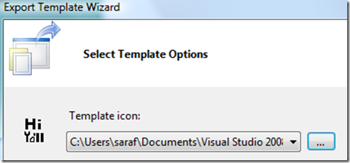 Export Template Wizard selecting the ya'll icon