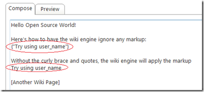 Example of how to ignore wiki formatting