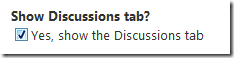 Show Discussions tab option